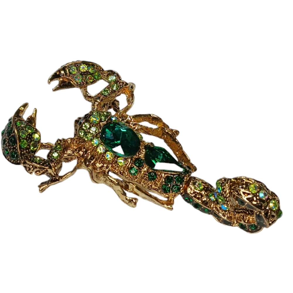 Scorpion Crystal Rhinestone Bling Articulated Stinger Brooch Pendant - Picture 11 of 13